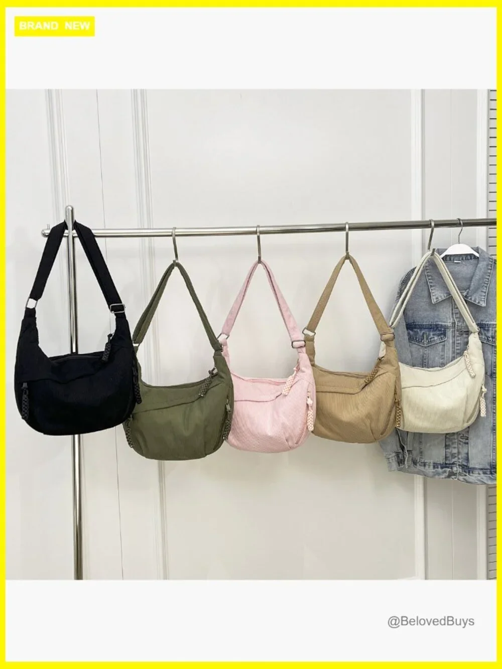 Corduroy Hobo Crossbody Tote Bag - Roomy & Lightweight
